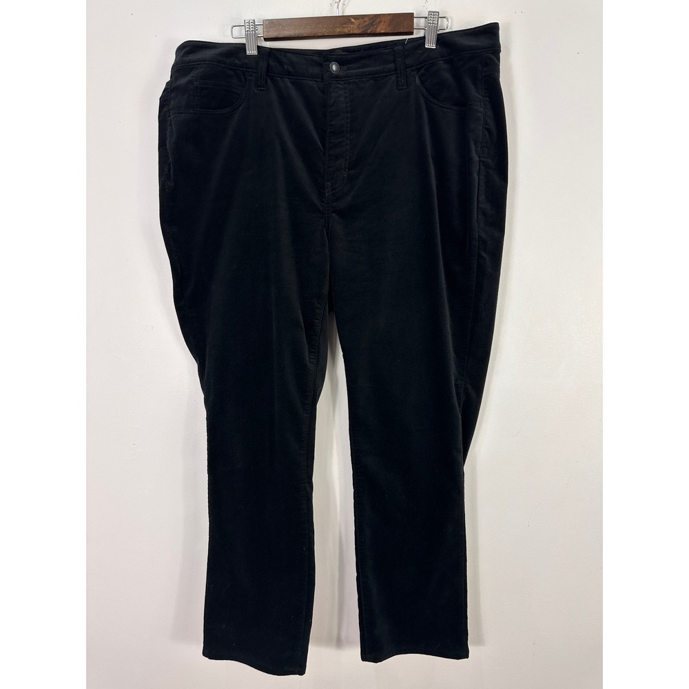 Talbots Velveteen Straight Leg Pants Women 18WP Black Stretch Casual Trousers